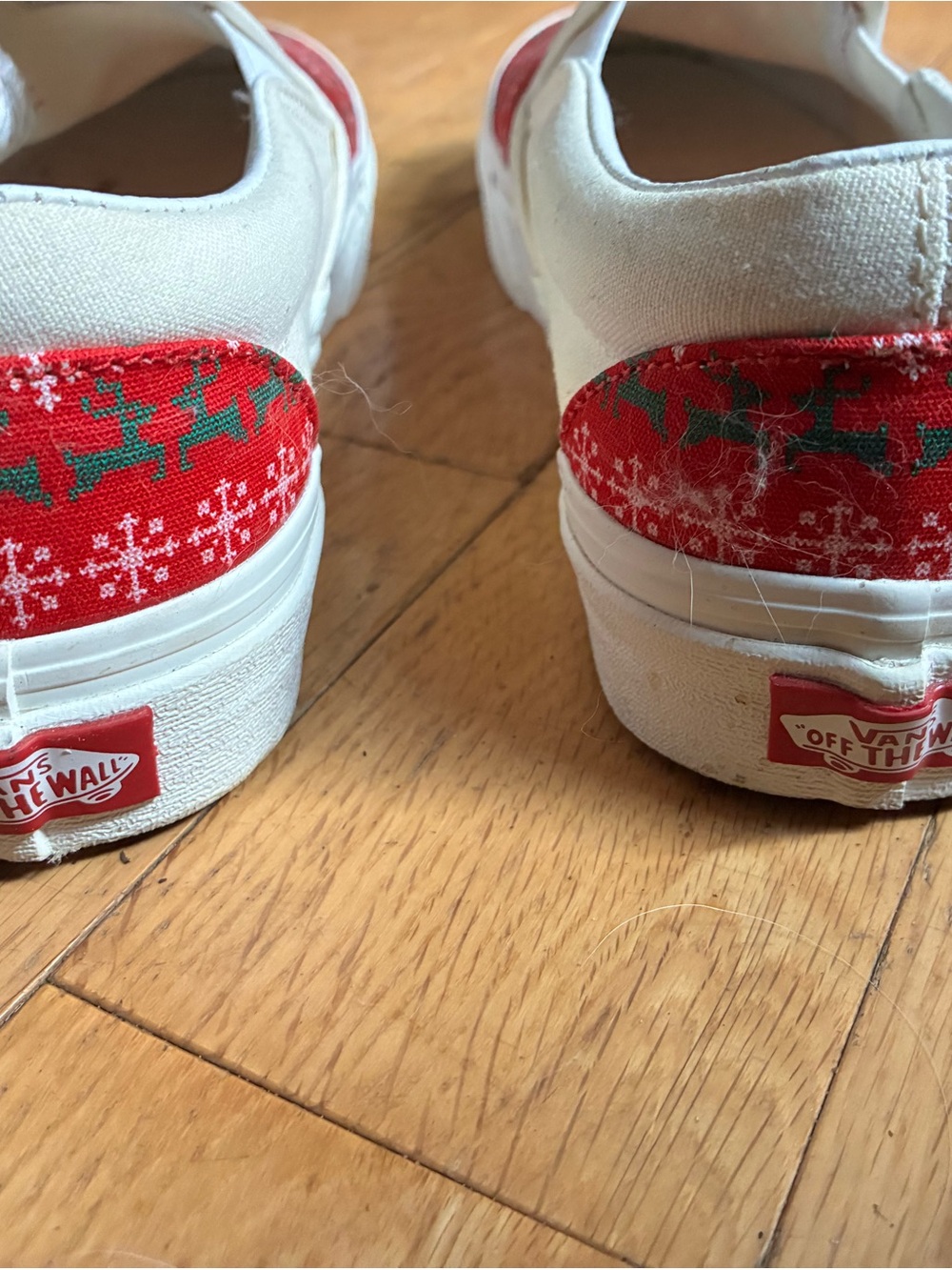 Vans Slip-On Christmas Sneakers - Red with Green Pattern - Picture 5 of 6